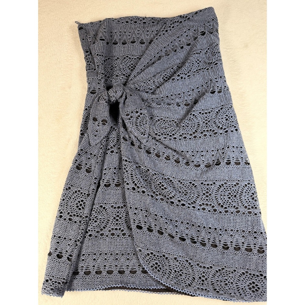 Free People Dress Womens M Gray Crochet Strapless Tie Front Sundress Boho